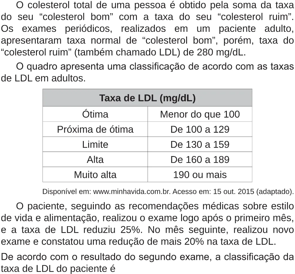 Trecho original com figura, tabela ou fórmula da questão 137 do ENEM 2018 - 2º Dia - Caderno 5 – Amarelo (Superampliada) – Aplicação regular.