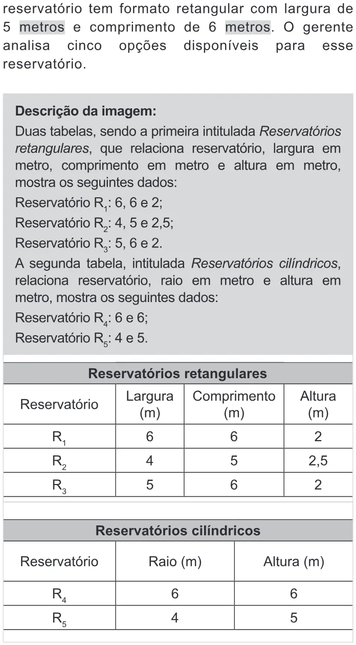 Trecho original com figura, tabela ou fórmula da questão 160 do ENEM 2022 - 2º Dia – Caderno 11 – Laranja (braile e ledor) – Reaplicação/PPL.