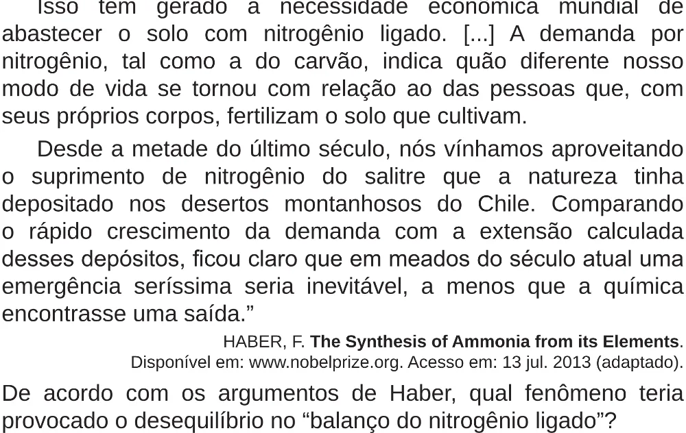 Trecho original com figura, tabela ou fórmula da questão 104 do ENEM 2018 - 2º Dia - Caderno 5 – Amarelo (Superampliada) – Aplicação regular.