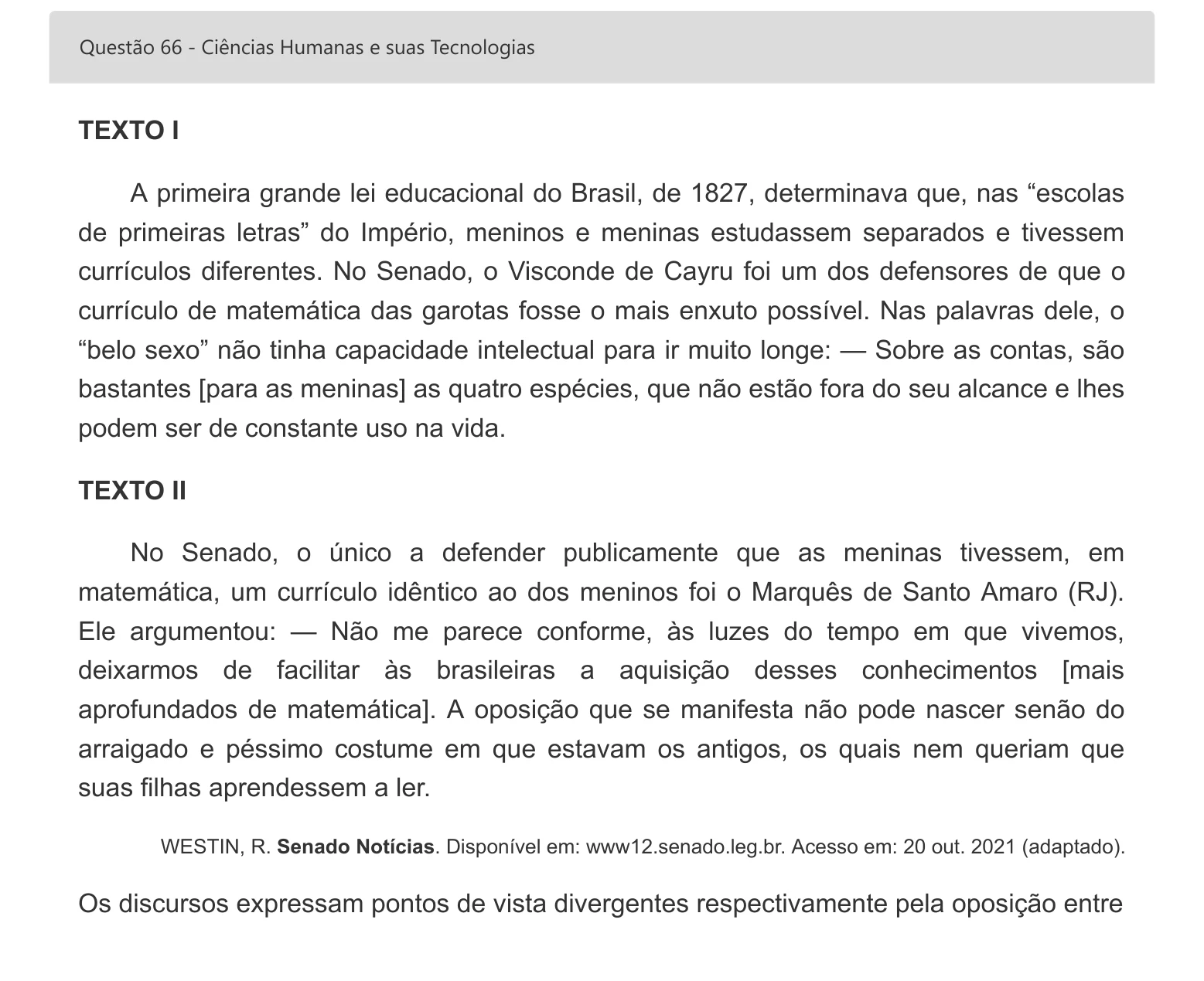 Enunciado visual completo da questão 66 do ENEM 2022 - 1º Dia – Caderno 1 – Azul – Inglês – Aplicação digital, página 80.