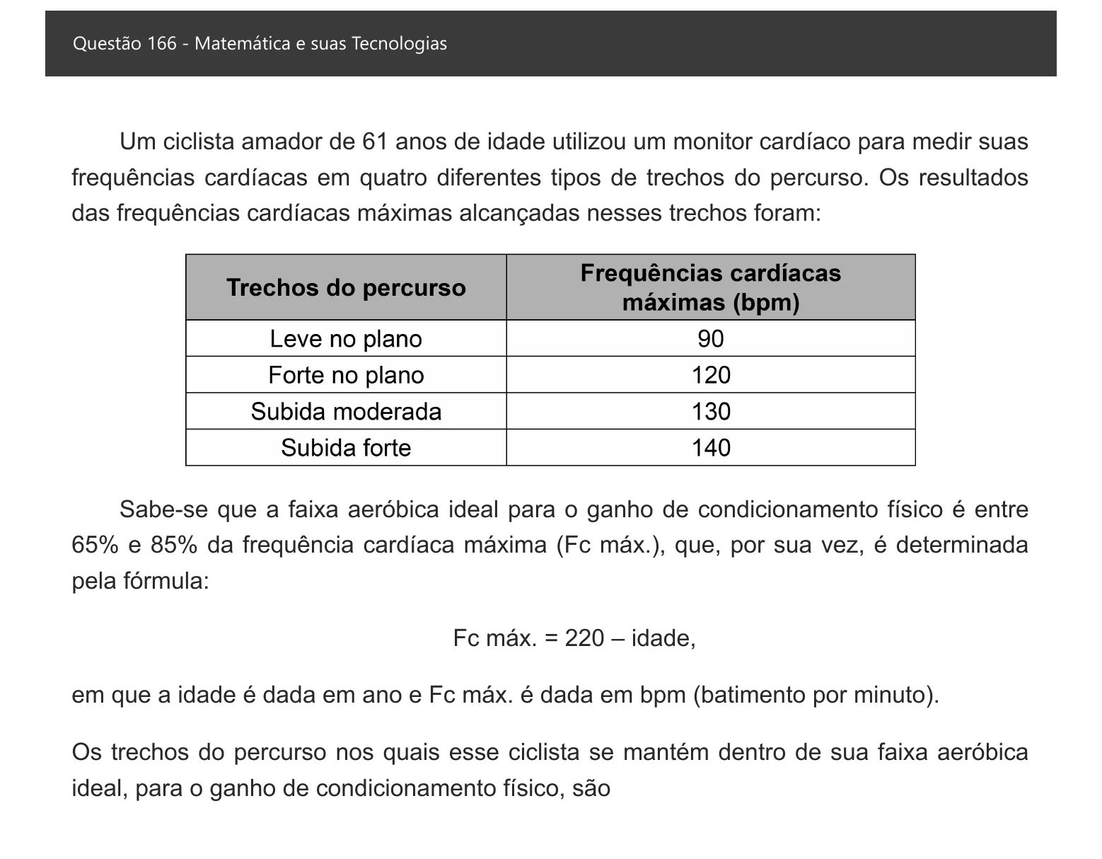 Enunciado visual completo da questão 166 do ENEM 2021 - 2º Dia – Caderno 6 – Cinza – Aplicação digital, página 86.