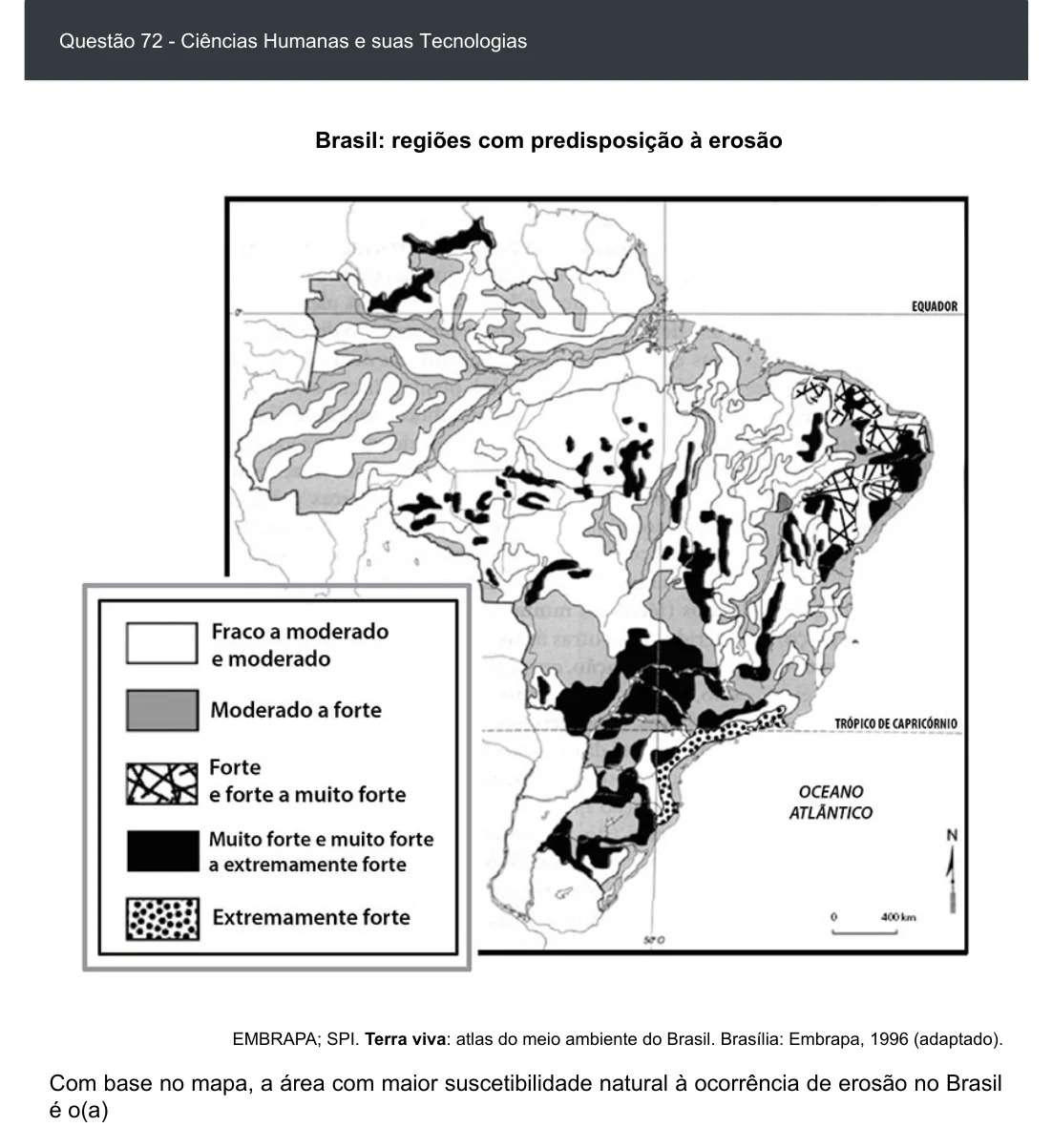 Enunciado visual completo da questão 72 do ENEM 2020 - 1º Dia - Caderno 3 – Branco – Espanhol – Aplicação digital, página 80.