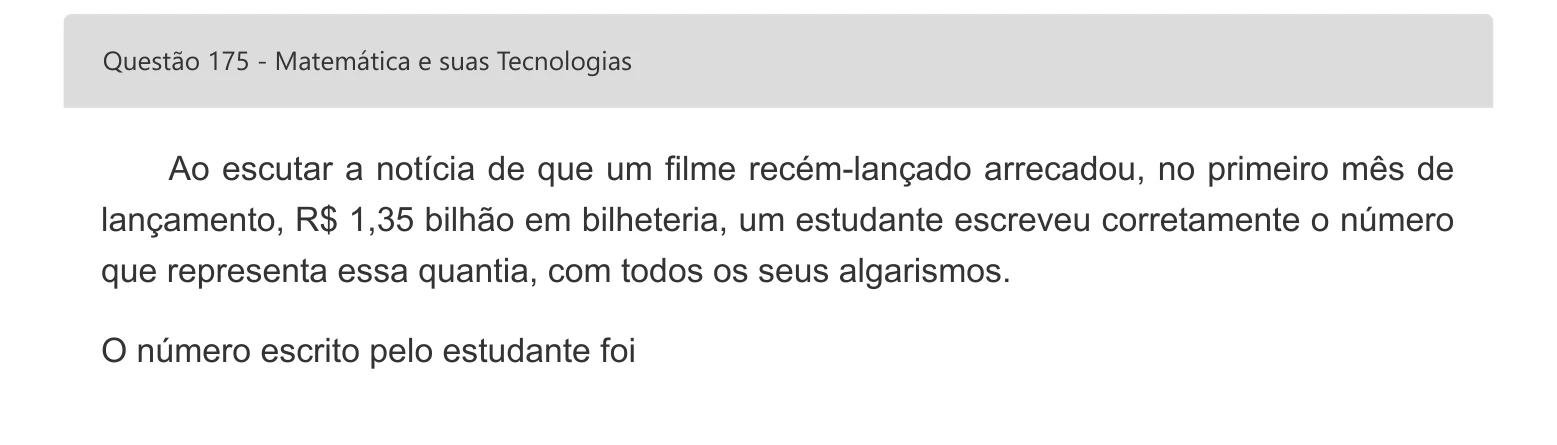 Enunciado visual completo da questão 175 do ENEM 2022 - 2º Dia – Caderno 7 – Azul – Aplicação digital, página 95.