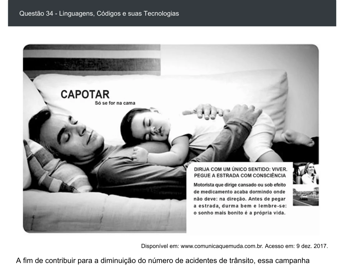 Enunciado visual completo da questão 34 do ENEM 2020 - 1º Dia - Caderno 2 – Amarelo – Inglês – Aplicação digital, página 39.