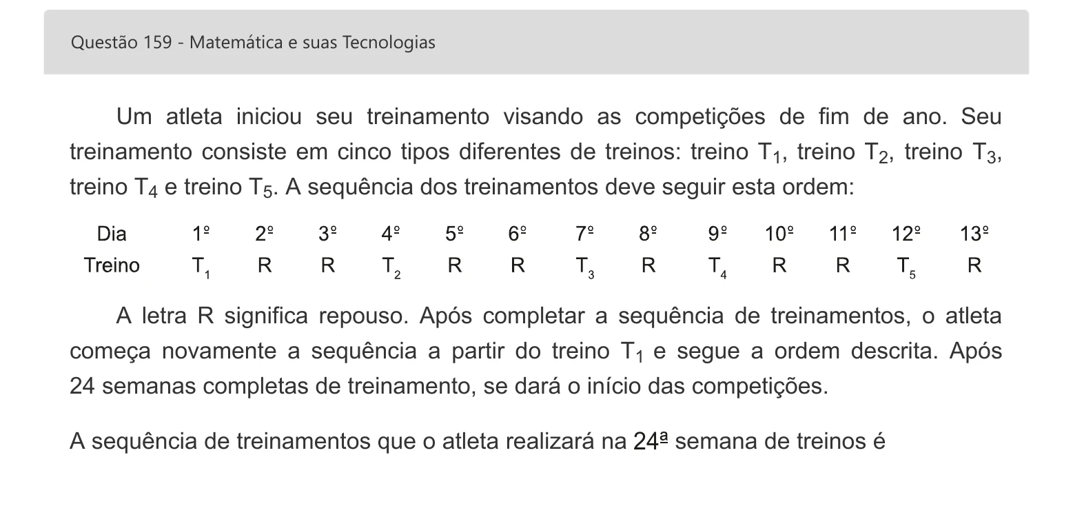 Enunciado visual completo da questão 159 do ENEM 2022 - 2º Dia – Caderno 7 – Azul – Aplicação digital, página 79.