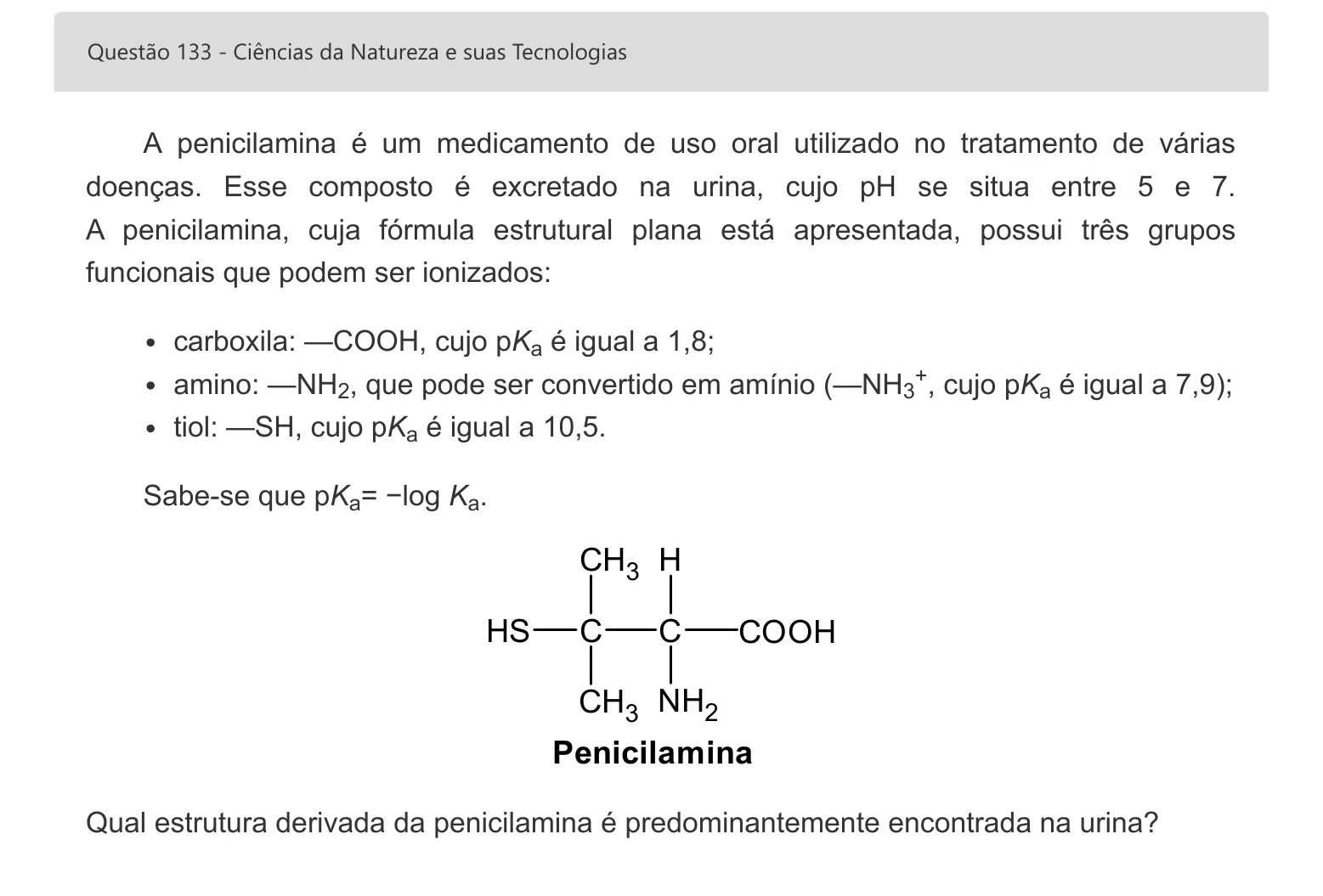 Enunciado visual completo da questão 133 do ENEM 2022 - 2º Dia – Caderno 8 – Rosa – Aplicação digital, página 51.