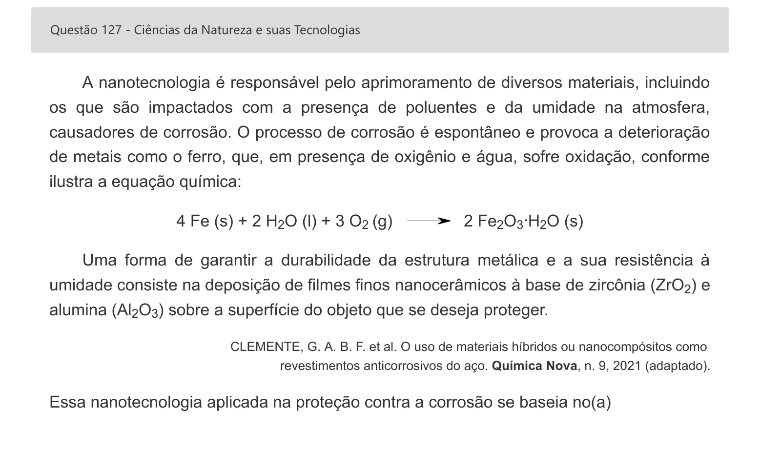 Enunciado visual completo da questão 127 do ENEM 2022 - 2º Dia – Caderno 5 – Amarelo – Aplicação digital, página 45.