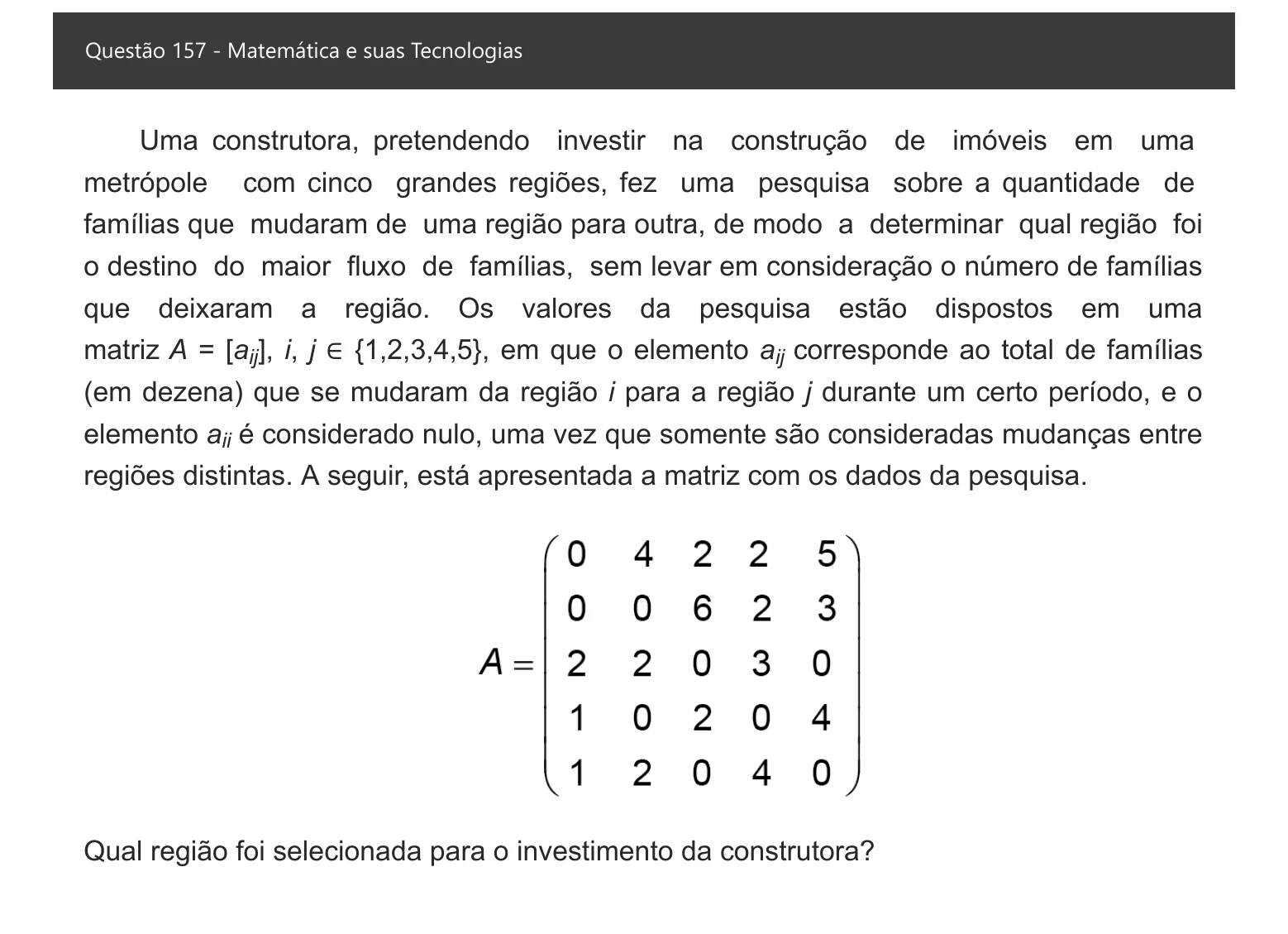 Enunciado visual completo da questão 157 do ENEM 2021 - 2º Dia – Caderno 7 – Azul – Aplicação digital, página 76.