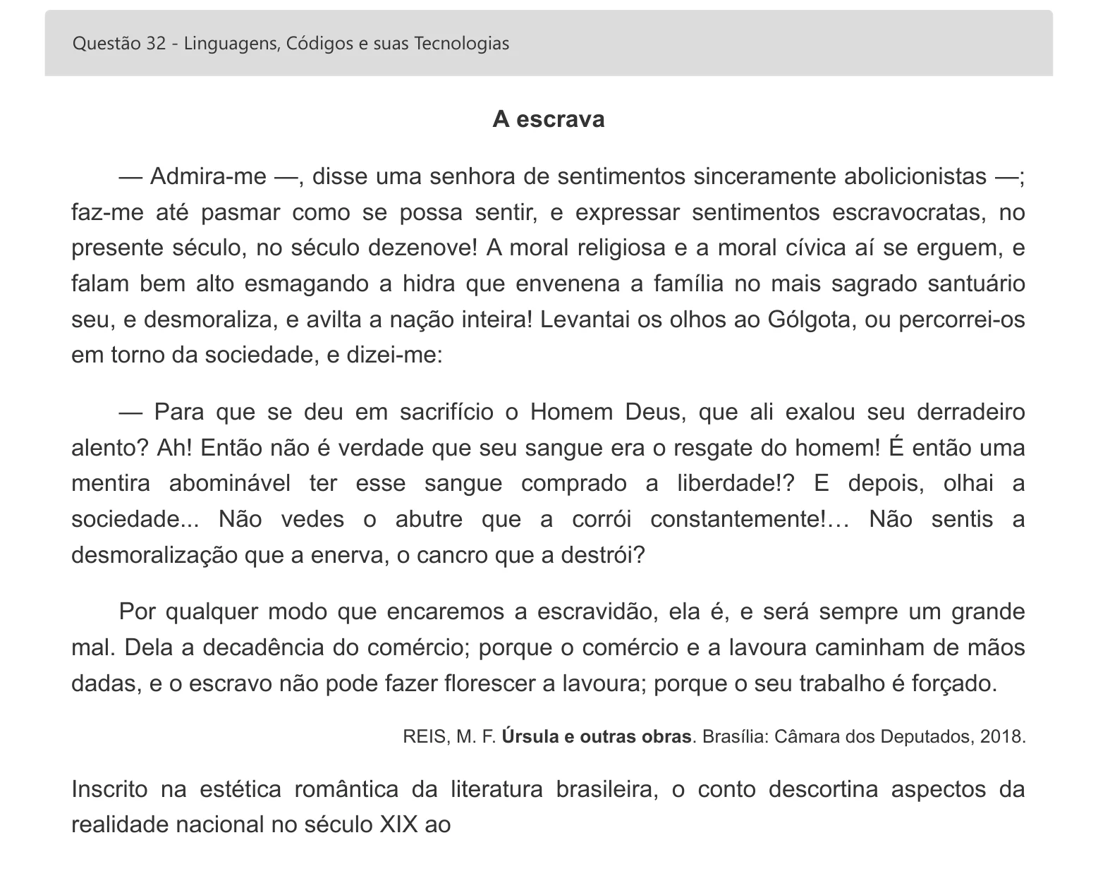 Enunciado visual completo da questão 32 do ENEM 2022 - 1º Dia – Caderno 3 – Branco – Espanhol – Aplicação digital, página 42.