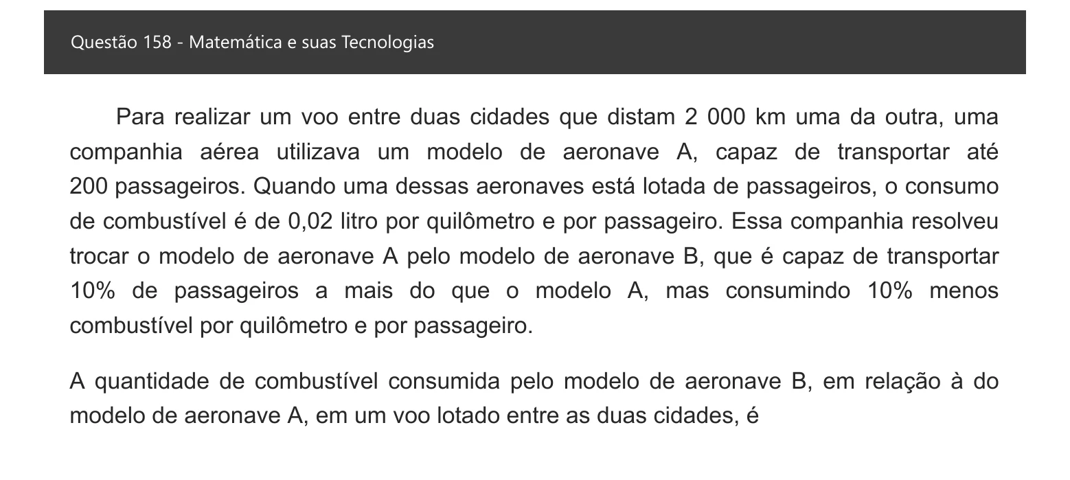 Enunciado visual completo da questão 158 do ENEM 2021 - 2º Dia – Caderno 7 – Azul – Aplicação digital, página 77.