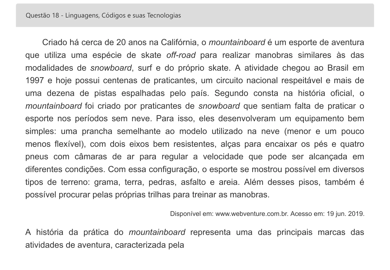 Enunciado visual completo da questão 18 do ENEM 2022 - 1º Dia – Caderno 2 – Amarelo – Inglês – Aplicação digital, página 26.