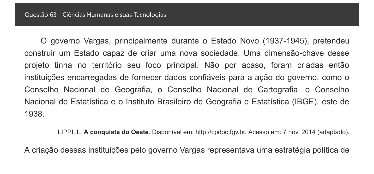 Enunciado visual completo da questão 63 do ENEM 2021 - 1º Dia – Caderno 4 – Rosa – Espanhol – Aplicação digital, página 71.