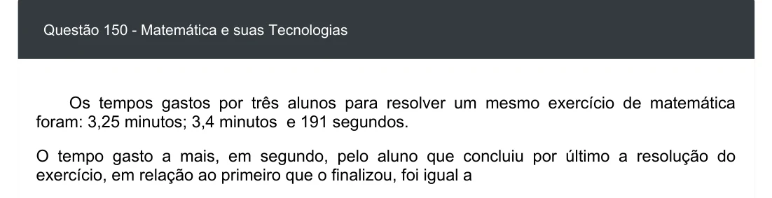 Enunciado visual completo da questão 150 do ENEM 2020 - 2º Dia - Caderno 5 – Amarelo – Aplicação digital, página 65.