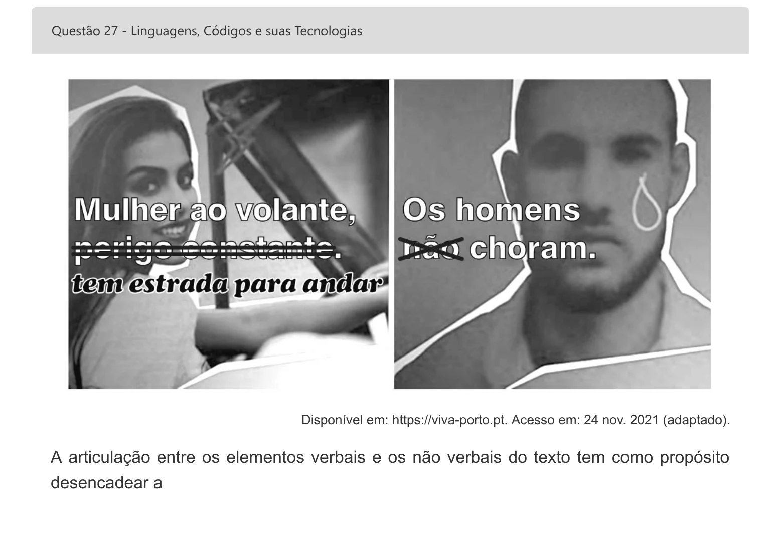 Enunciado visual completo da questão 27 do ENEM 2022 - 1º Dia – Caderno 1 – Azul – Inglês – Aplicação digital, página 35.