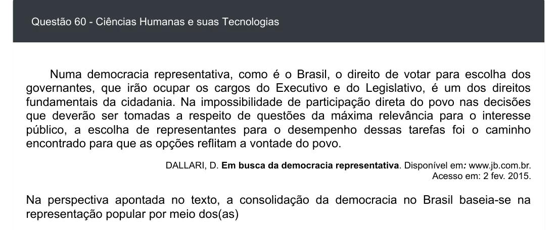 Enunciado visual completo da questão 60 do ENEM 2020 - 1º Dia - Caderno 3 – Branco – Inglês – Aplicação digital, página 68.