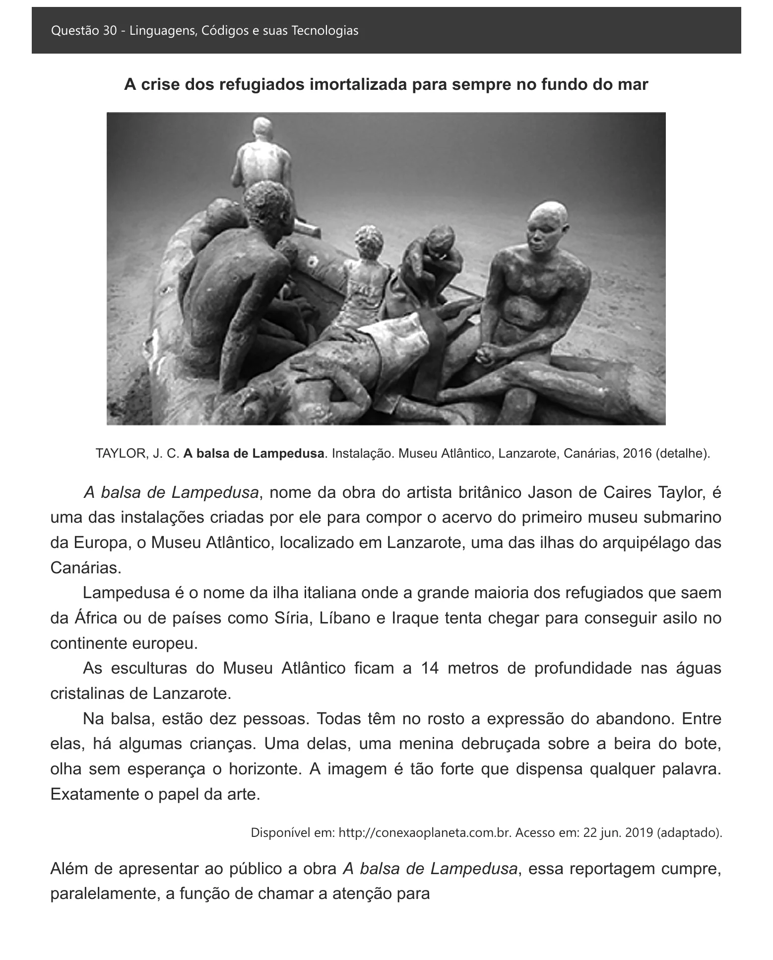 Enunciado visual completo da questão 30 do ENEM 2021 - 1º Dia – Caderno 2 – Amarelo – Inglês – Aplicação digital, página 35.