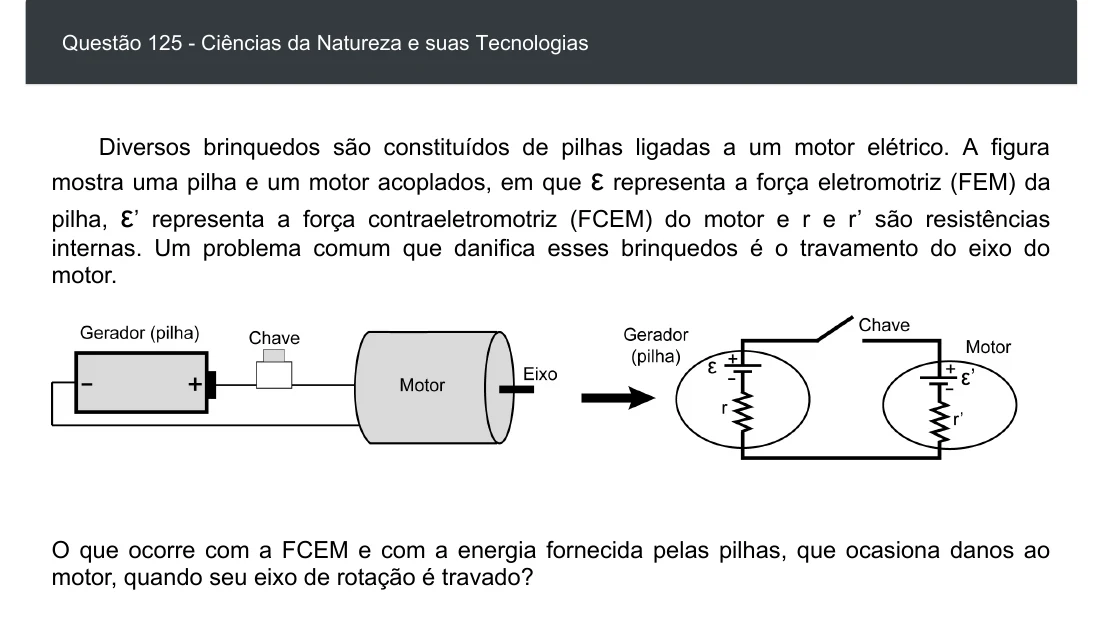 Enunciado visual completo da questão 125 do ENEM 2020 - 2º Dia - Caderno 8 – Rosa – Aplicação digital, página 39.
