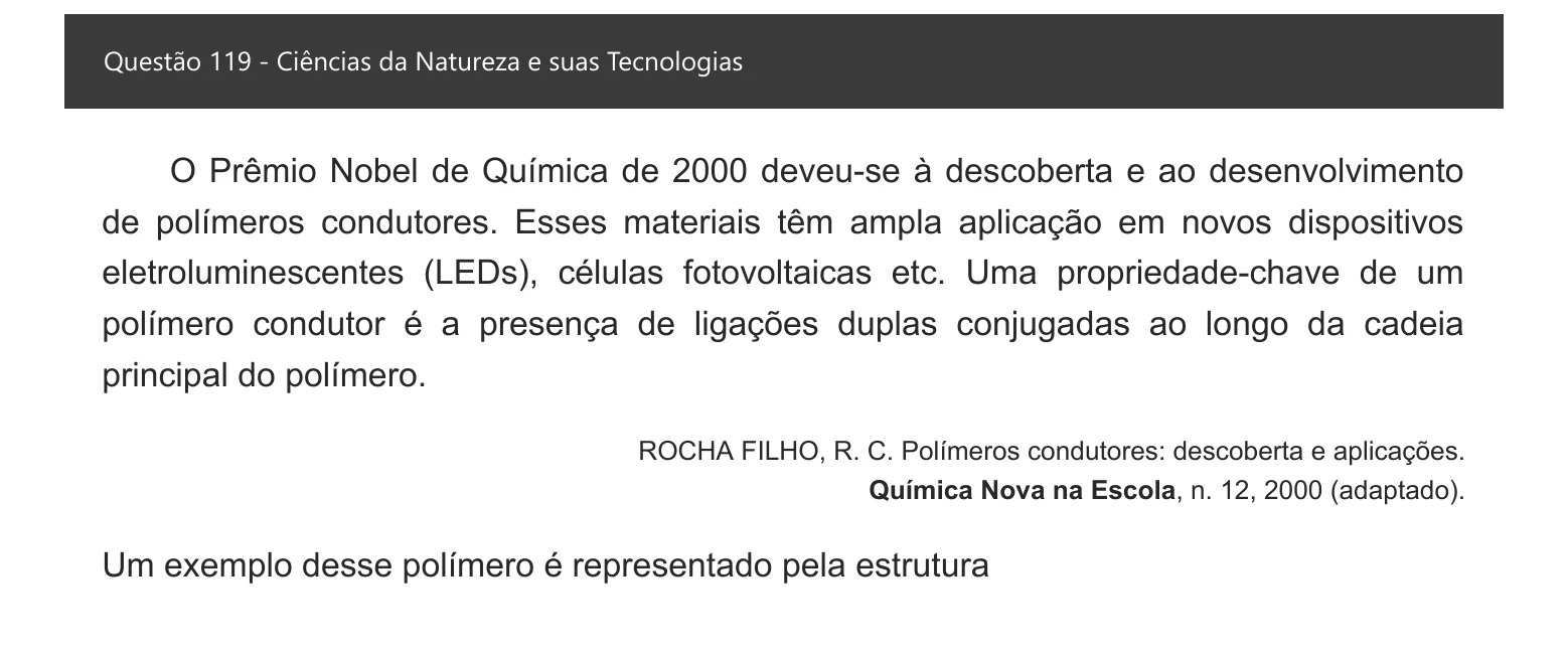 Enunciado visual completo da questão 119 do ENEM 2021 - 2º Dia – Caderno 8 – Rosa – Aplicação digital, página 36.