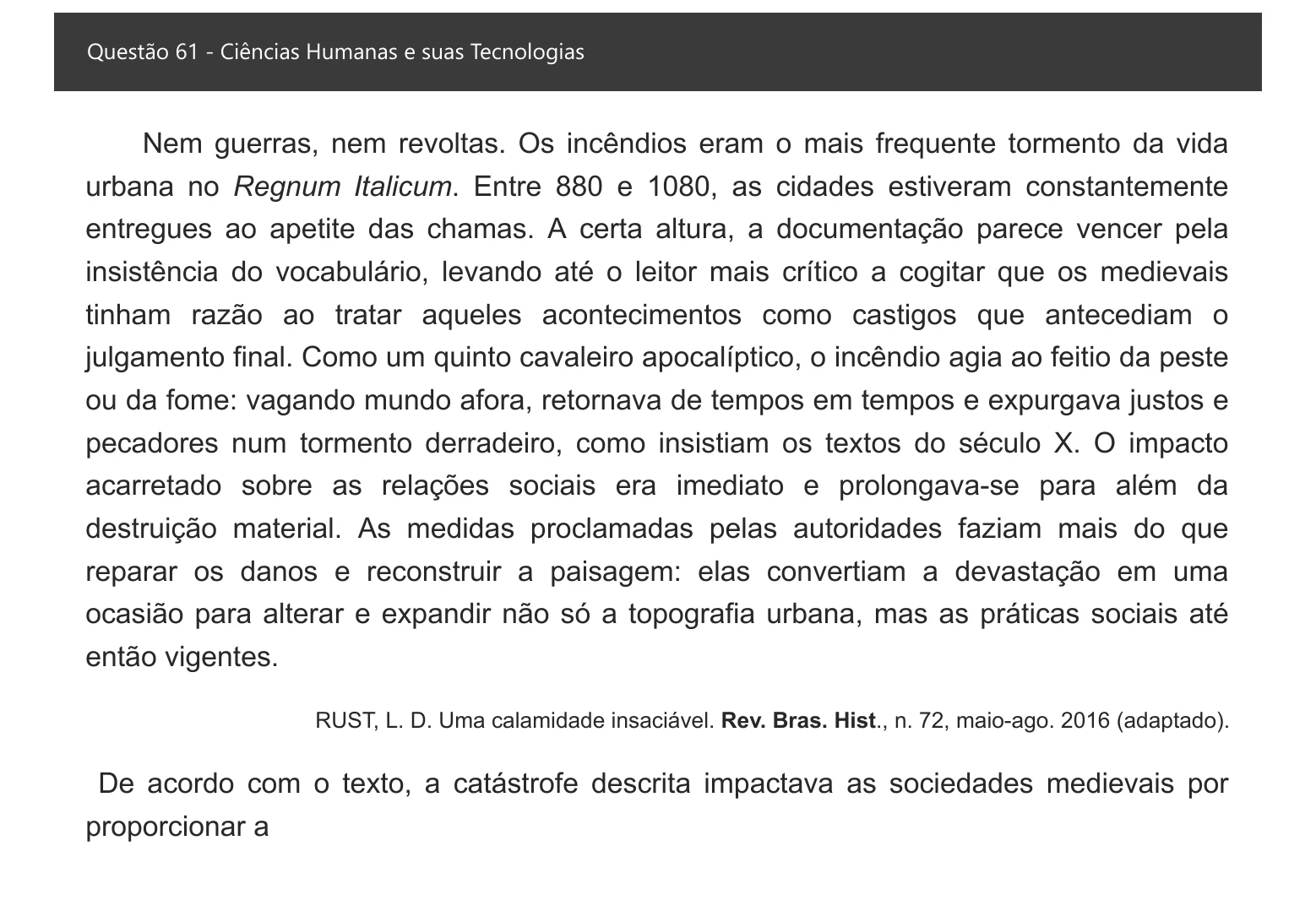 Enunciado visual completo da questão 61 do ENEM 2021 - 1º Dia – Caderno 4 – Rosa – Inglês – Aplicação digital, página 69.
