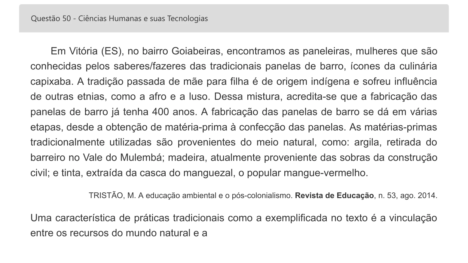 Enunciado visual completo da questão 50 do ENEM 2022 - 1º Dia – Caderno 3 – Branco – Inglês – Aplicação digital, página 63.