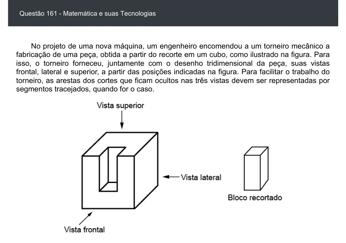Enunciado visual completo da questão 161 do ENEM 2020 - 2º Dia - Caderno 5 – Amarelo – Aplicação digital, página 76.