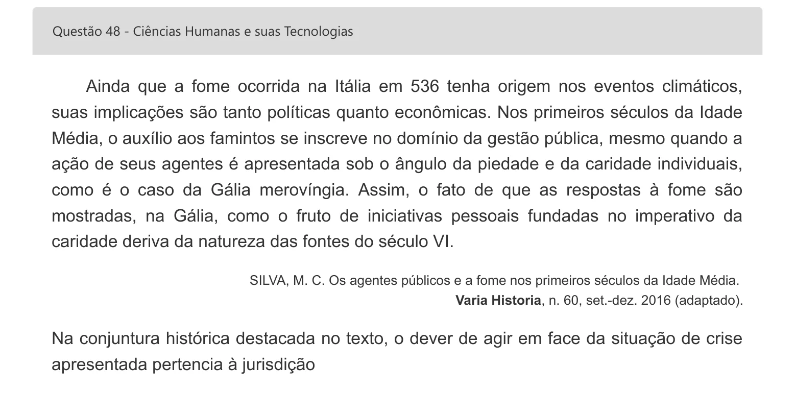 Enunciado visual completo da questão 48 do ENEM 2022 - 1º Dia – Caderno 2 – Amarelo – Inglês – Aplicação digital, página 61.