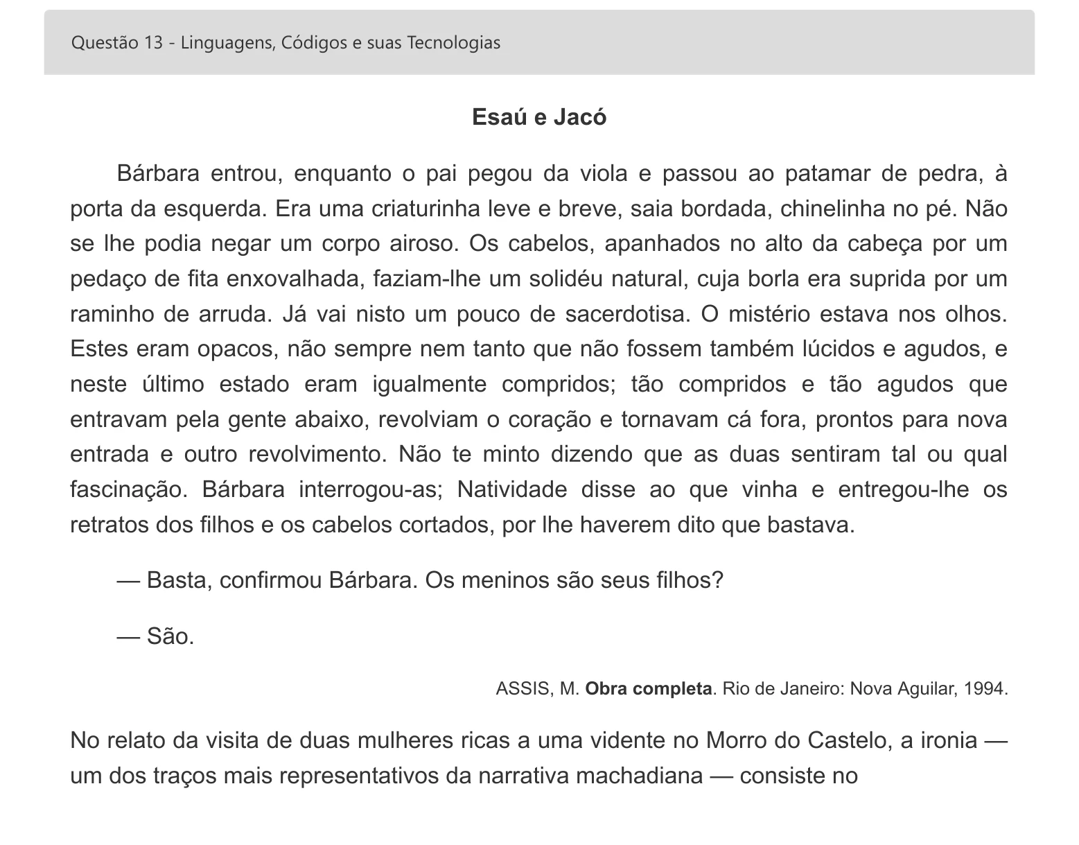 Enunciado visual completo da questão 13 do ENEM 2022 - 1º Dia – Caderno 2 – Amarelo – Inglês – Aplicação digital, página 21.