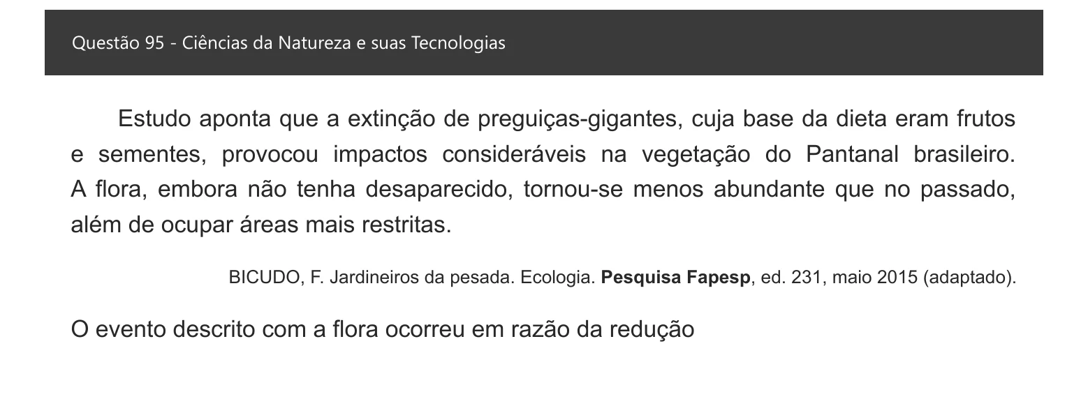 Enunciado visual completo da questão 95 do ENEM 2021 - 2º Dia – Caderno 5 – Amarelo – Aplicação digital, página 10.