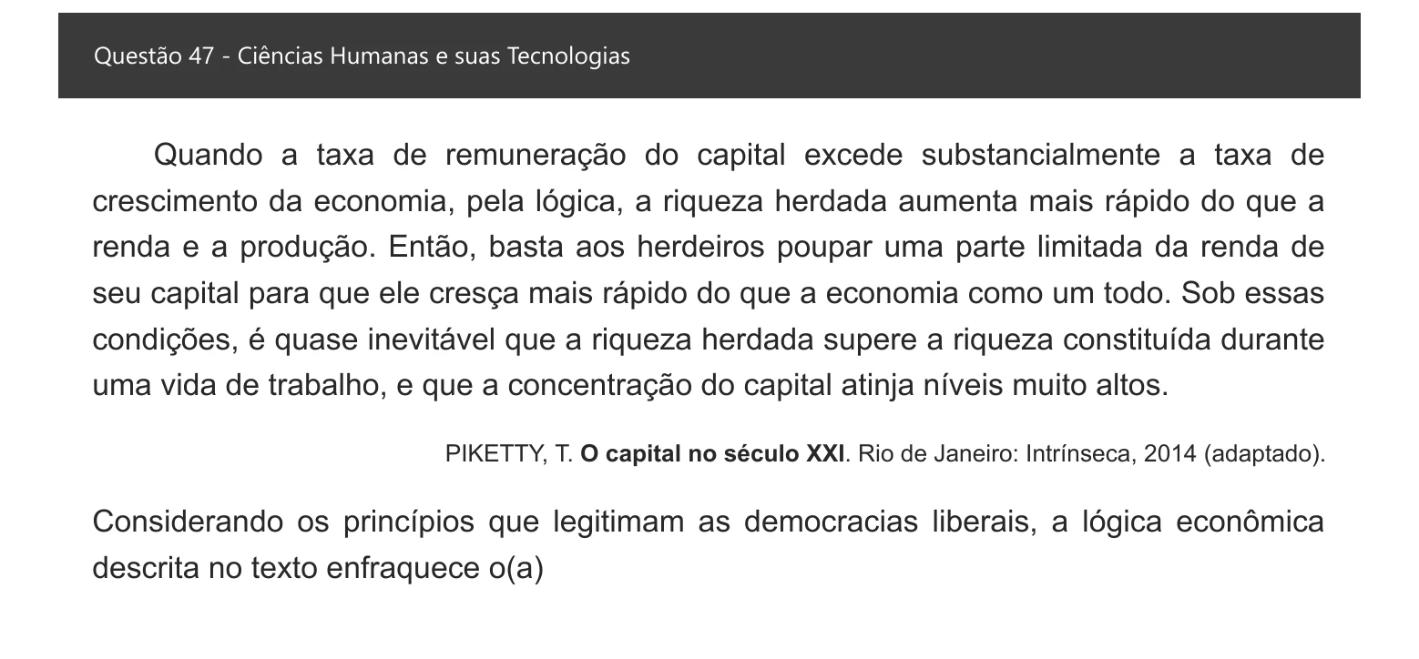 Enunciado visual completo da questão 47 do ENEM 2021 - 1º Dia – Caderno 1 – Azul – Espanhol – Aplicação digital, página 55.