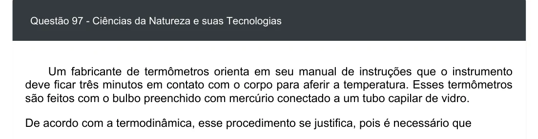 Enunciado visual completo da questão 97 do ENEM 2020 - 2º Dia - Caderno 5 – Amarelo – Aplicação digital, página 11.