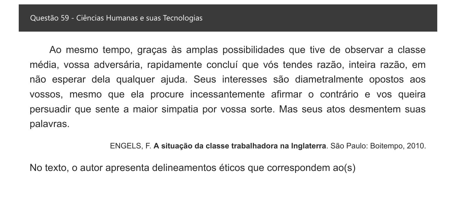 Enunciado visual completo da questão 59 do ENEM 2021 - 1º Dia – Caderno 3 – Branco – Inglês – Aplicação digital, página 67.