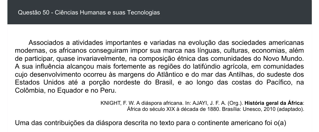 Enunciado visual completo da questão 50 do ENEM 2020 - 1º Dia - Caderno 3 – Branco – Inglês – Aplicação digital, página 58.