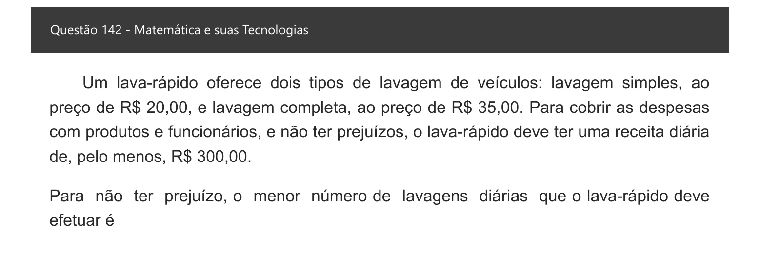 Enunciado visual completo da questão 142 do ENEM 2021 - 2º Dia – Caderno 5 – Amarelo – Aplicação digital, página 60.