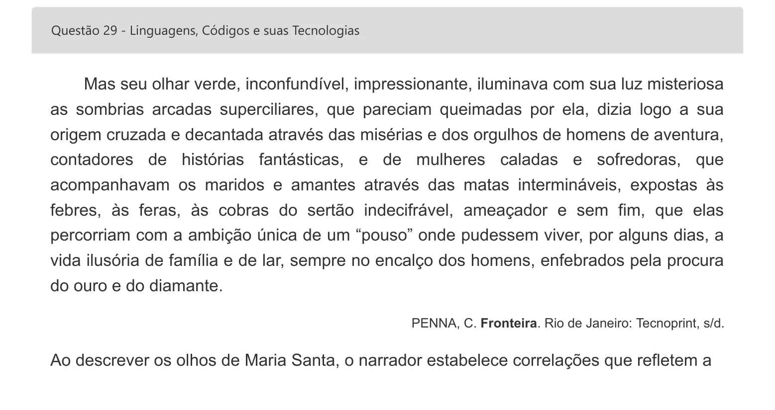 Enunciado visual completo da questão 29 do ENEM 2022 - 1º Dia – Caderno 2 – Amarelo – Espanhol – Aplicação digital, página 40.