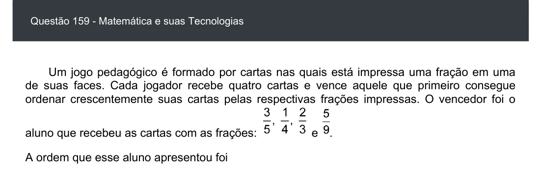 Enunciado visual completo da questão 159 do ENEM 2020 - 2º Dia - Caderno 7 – Azul – Aplicação digital, página 74.