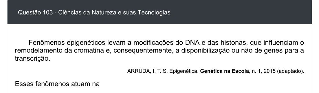 Enunciado visual completo da questão 103 do ENEM 2020 - 2º Dia - Caderno 5 – Amarelo – Aplicação digital, página 17.