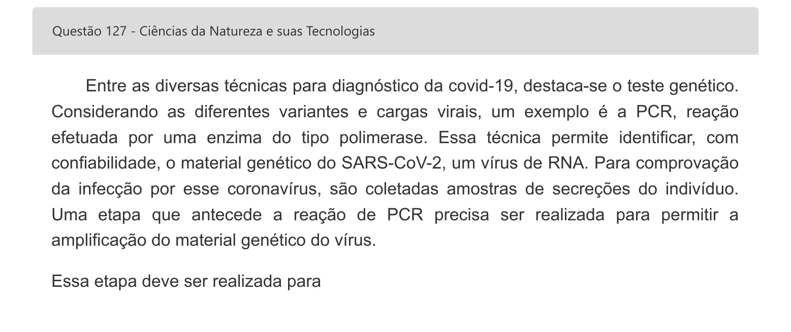 Enunciado visual completo da questão 127 do ENEM 2022 - 2º Dia – Caderno 6 – Cinza – Aplicação digital, página 44.