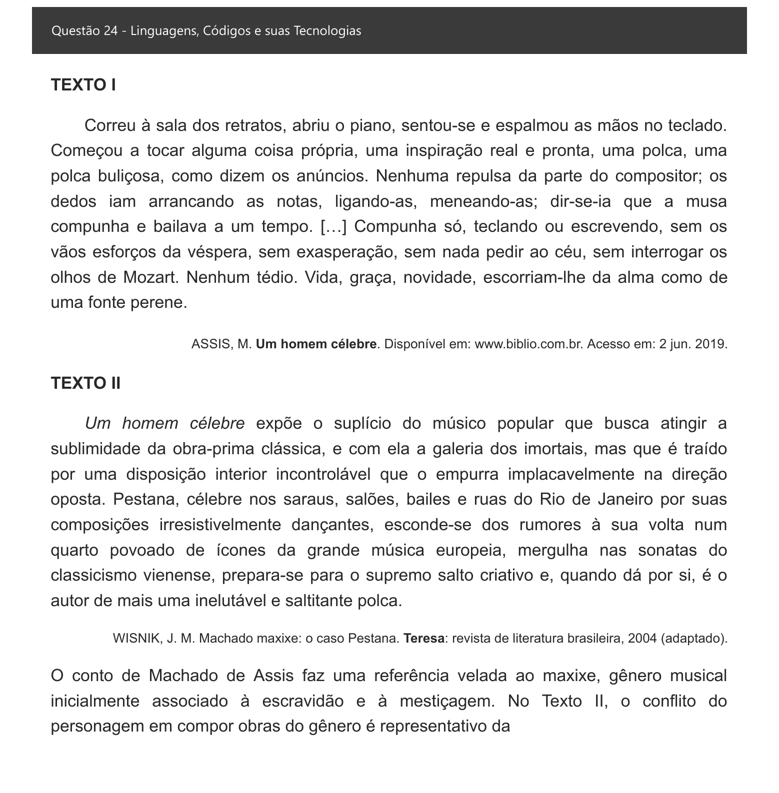 Enunciado visual completo da questão 24 do ENEM 2021 - 1º Dia – Caderno 4 – Rosa – Inglês – Aplicação digital, página 29.