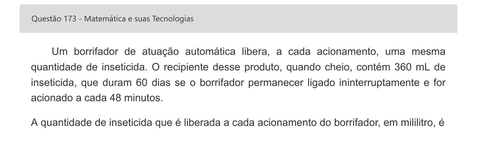 Enunciado visual completo da questão 173 do ENEM 2022 - 2º Dia – Caderno 8 – Rosa – Aplicação digital, página 93.