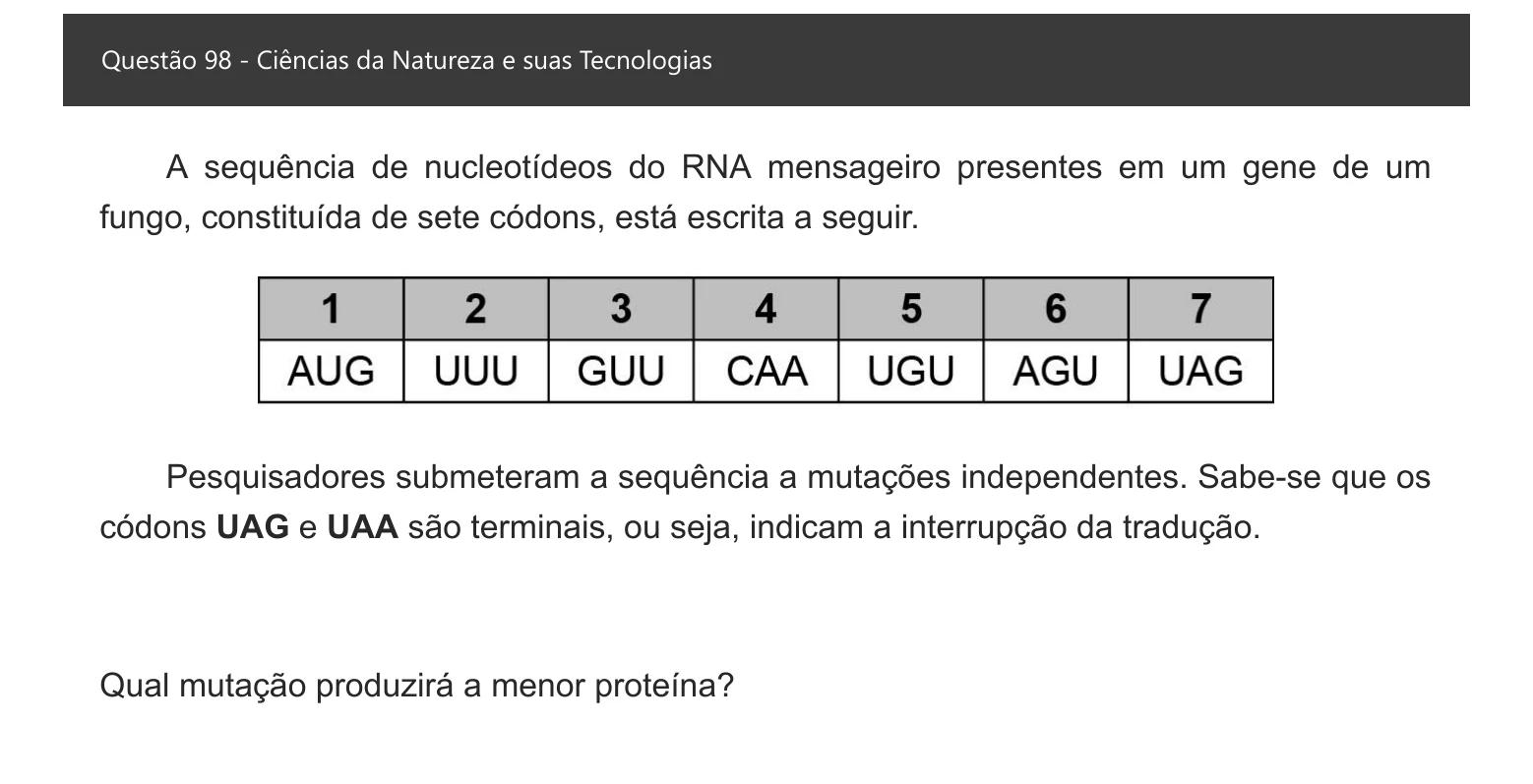 Enunciado visual completo da questão 98 do ENEM 2021 - 2º Dia – Caderno 6 – Cinza – Aplicação digital, página 13.