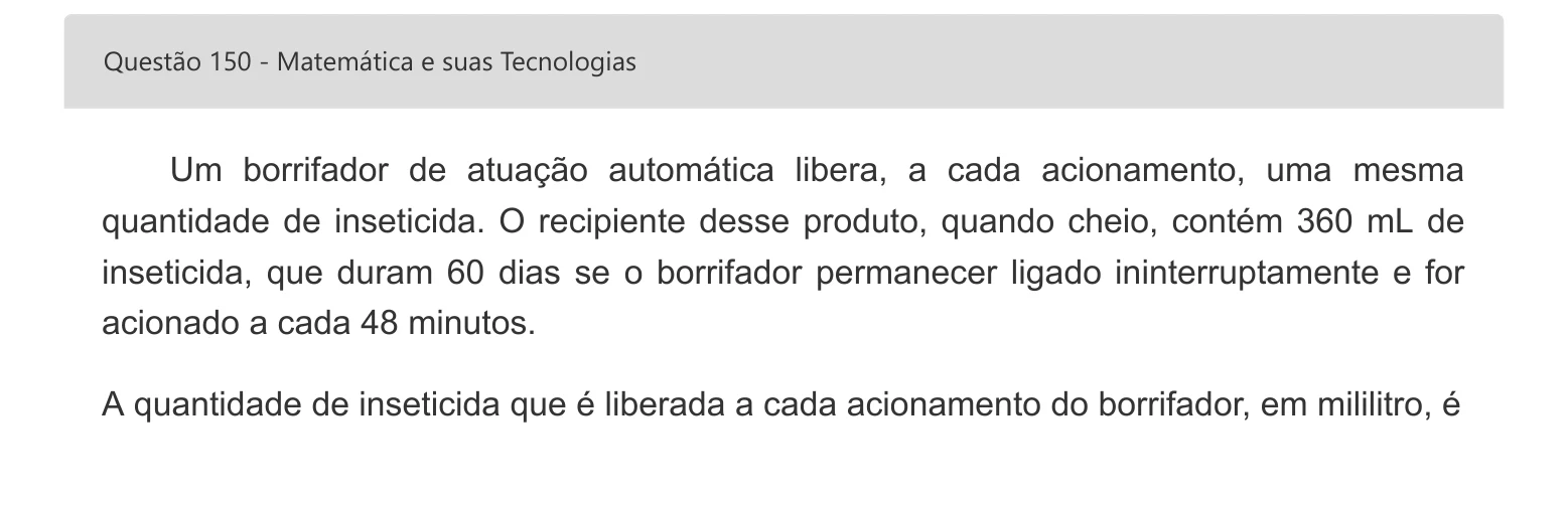 Enunciado visual completo da questão 150 do ENEM 2022 - 2º Dia – Caderno 6 – Cinza – Aplicação digital, página 68.