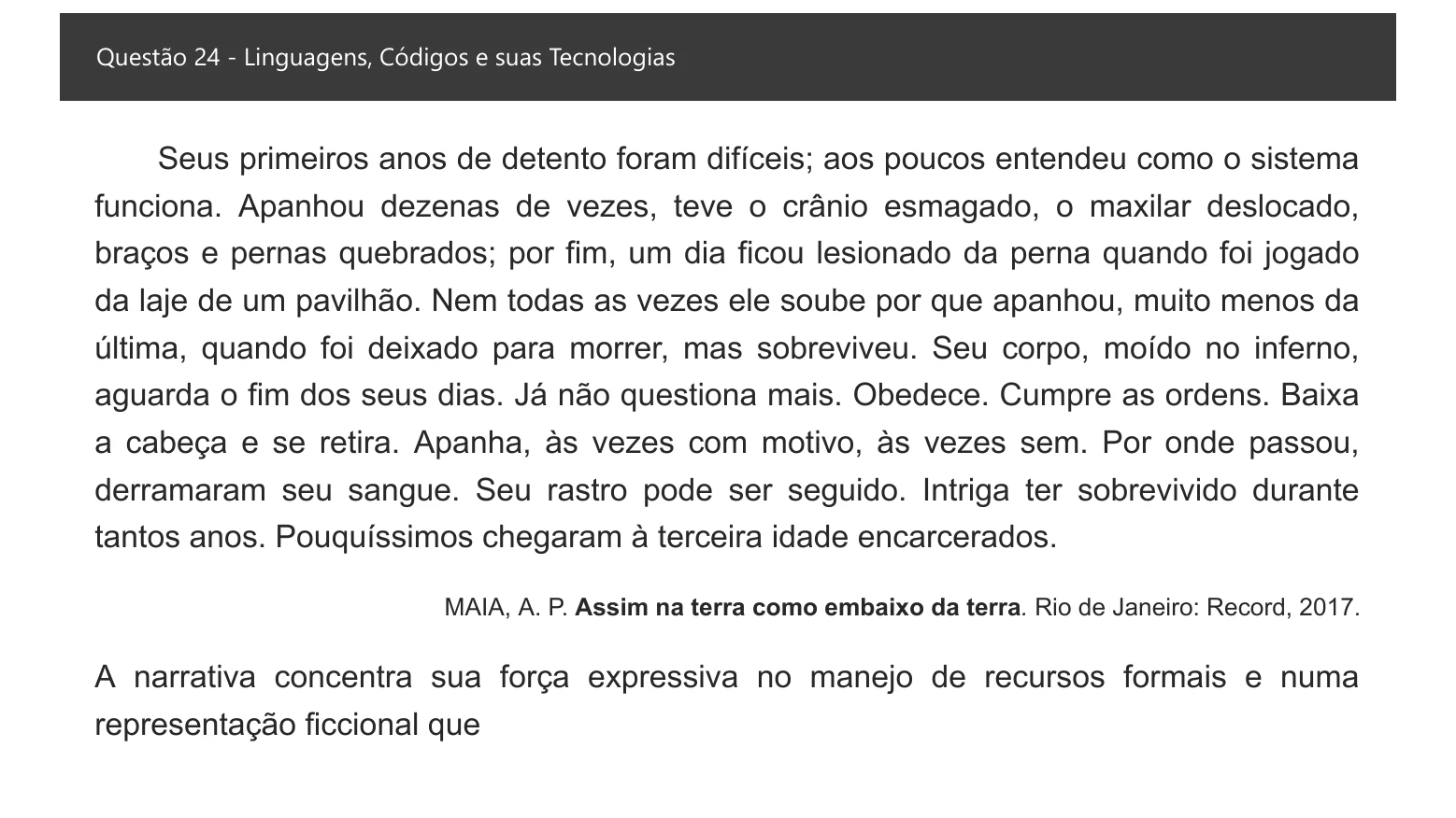 Enunciado visual completo da questão 24 do ENEM 2021 - 1º Dia – Caderno 1 – Azul – Espanhol – Aplicação digital, página 29.