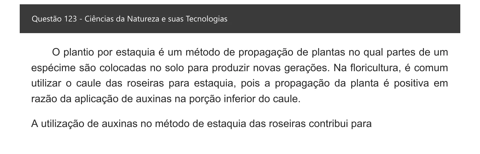 Enunciado visual completo da questão 123 do ENEM 2021 - 2º Dia – Caderno 7 – Azul – Aplicação digital, página 40.