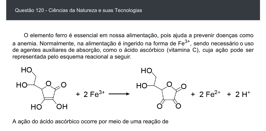 Enunciado visual completo da questão 120 do ENEM 2020 - 2º Dia - Caderno 7 – Azul – Aplicação digital, página 34.