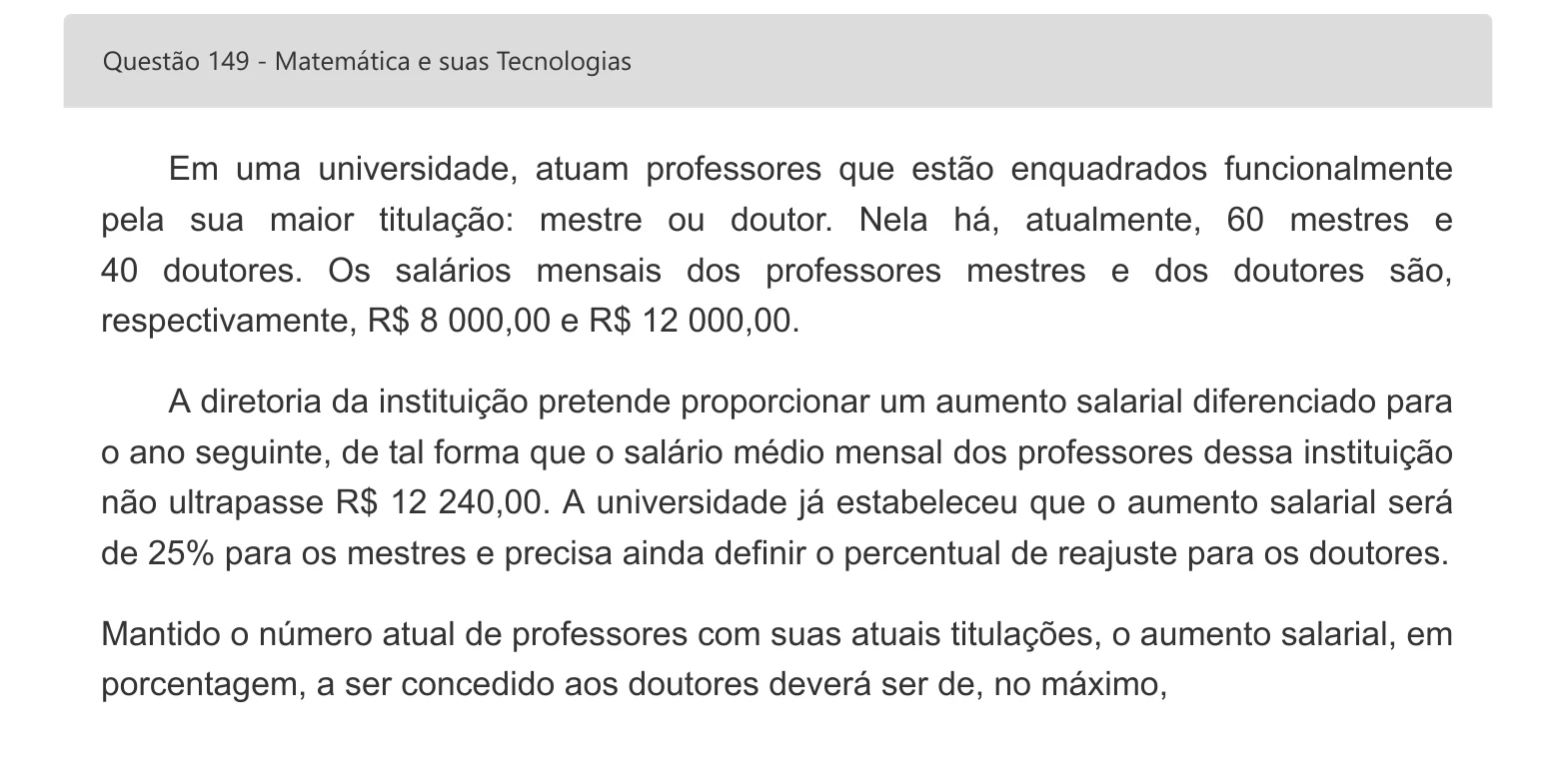 Enunciado visual completo da questão 149 do ENEM 2022 - 2º Dia – Caderno 6 – Cinza – Aplicação digital, página 67.