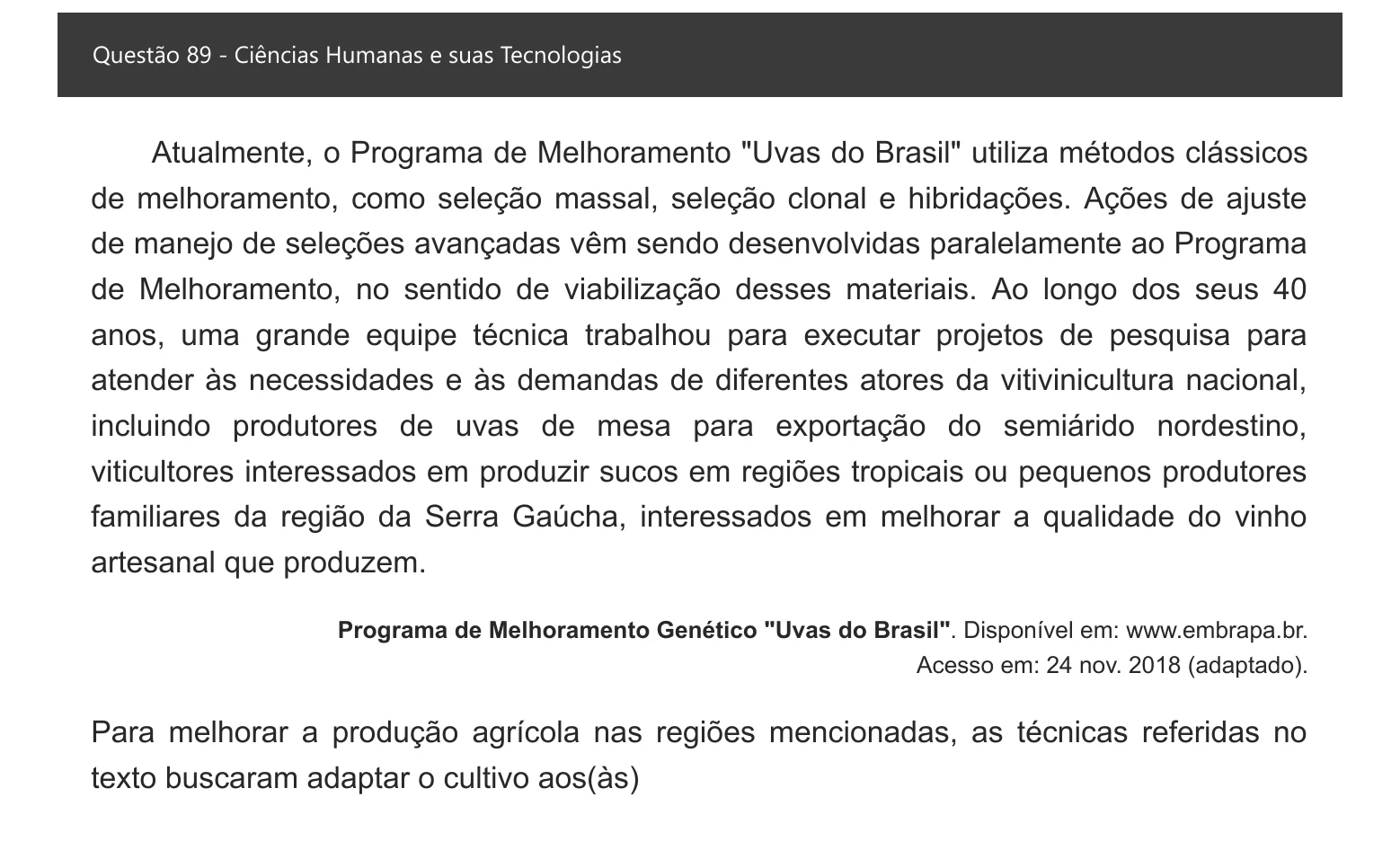 Enunciado visual completo da questão 89 do ENEM 2021 - 1º Dia – Caderno 2 – Amarelo – Inglês – Aplicação digital, página 97.