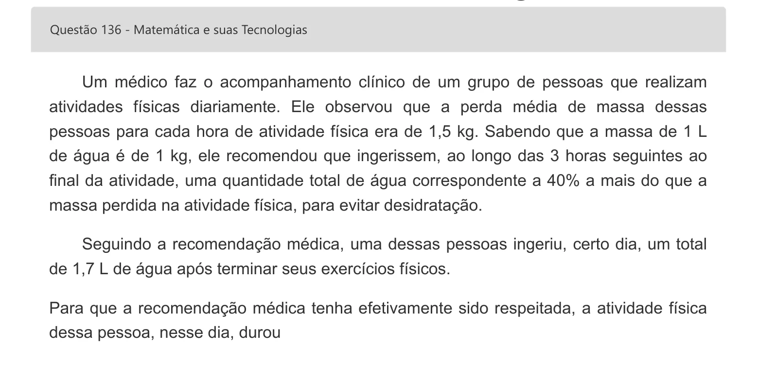Enunciado visual completo da questão 136 do ENEM 2022 - 2º Dia – Caderno 8 – Rosa – Aplicação digital, página 54.