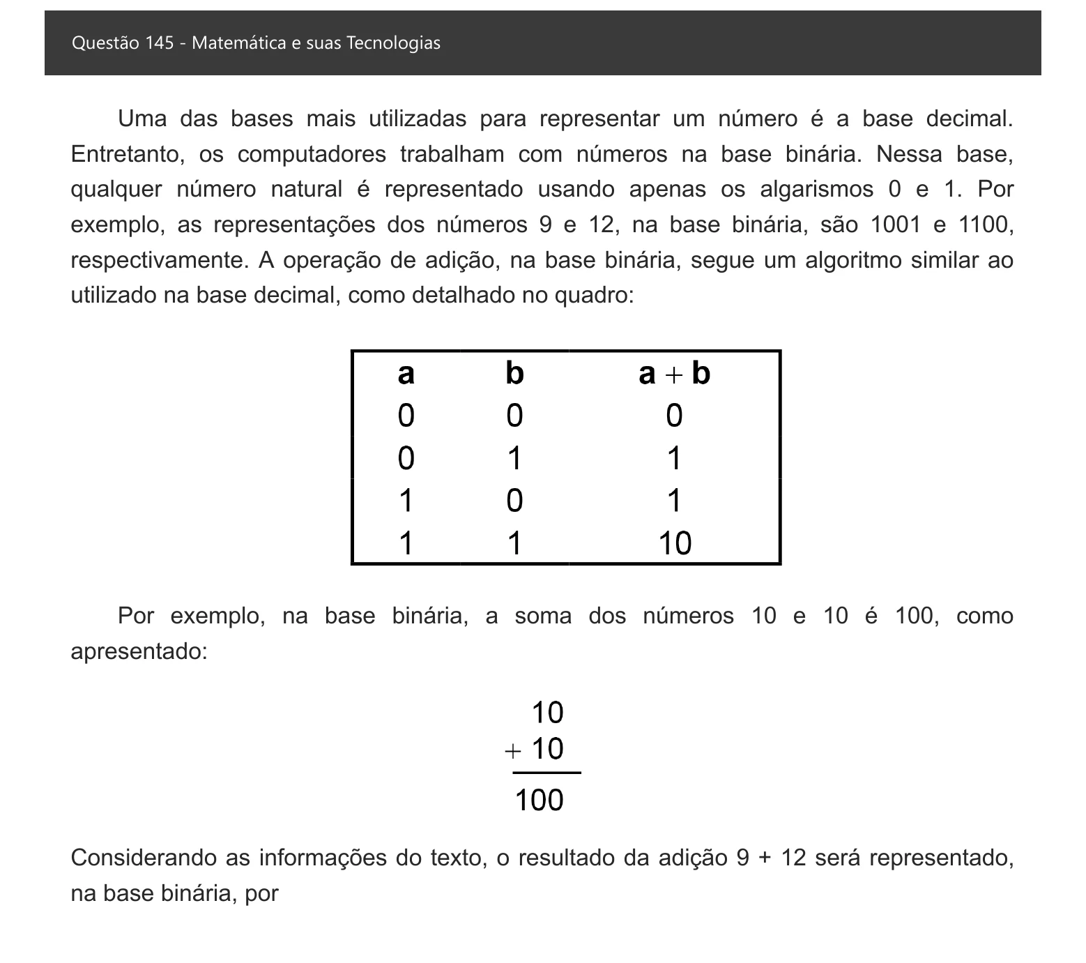 Enunciado visual completo da questão 145 do ENEM 2021 - 2º Dia – Caderno 8 – Rosa – Aplicação digital, página 63.