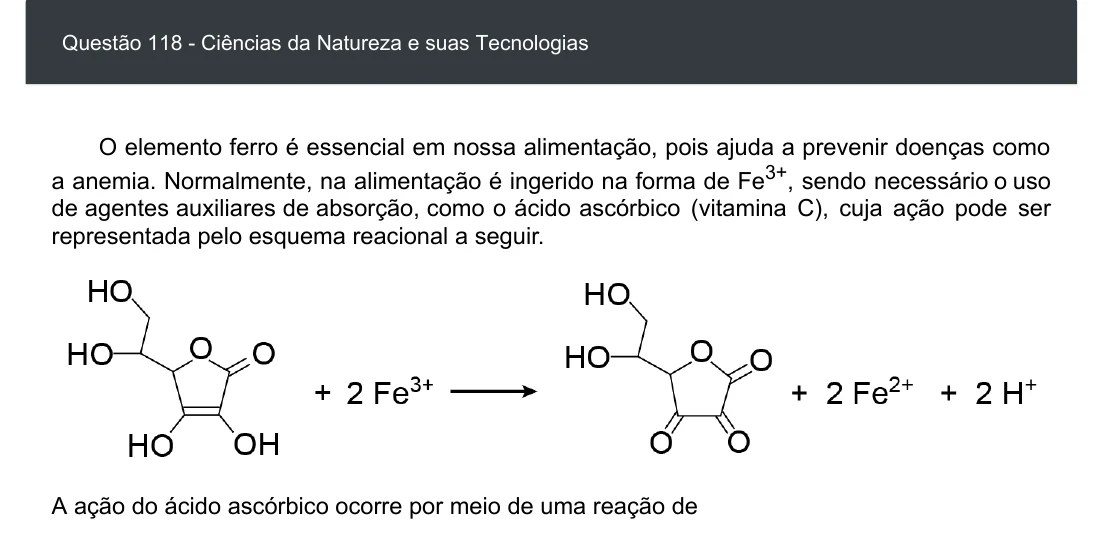 Enunciado visual completo da questão 118 do ENEM 2020 - 2º Dia - Caderno 6 – Cinza – Aplicação digital, página 32.
