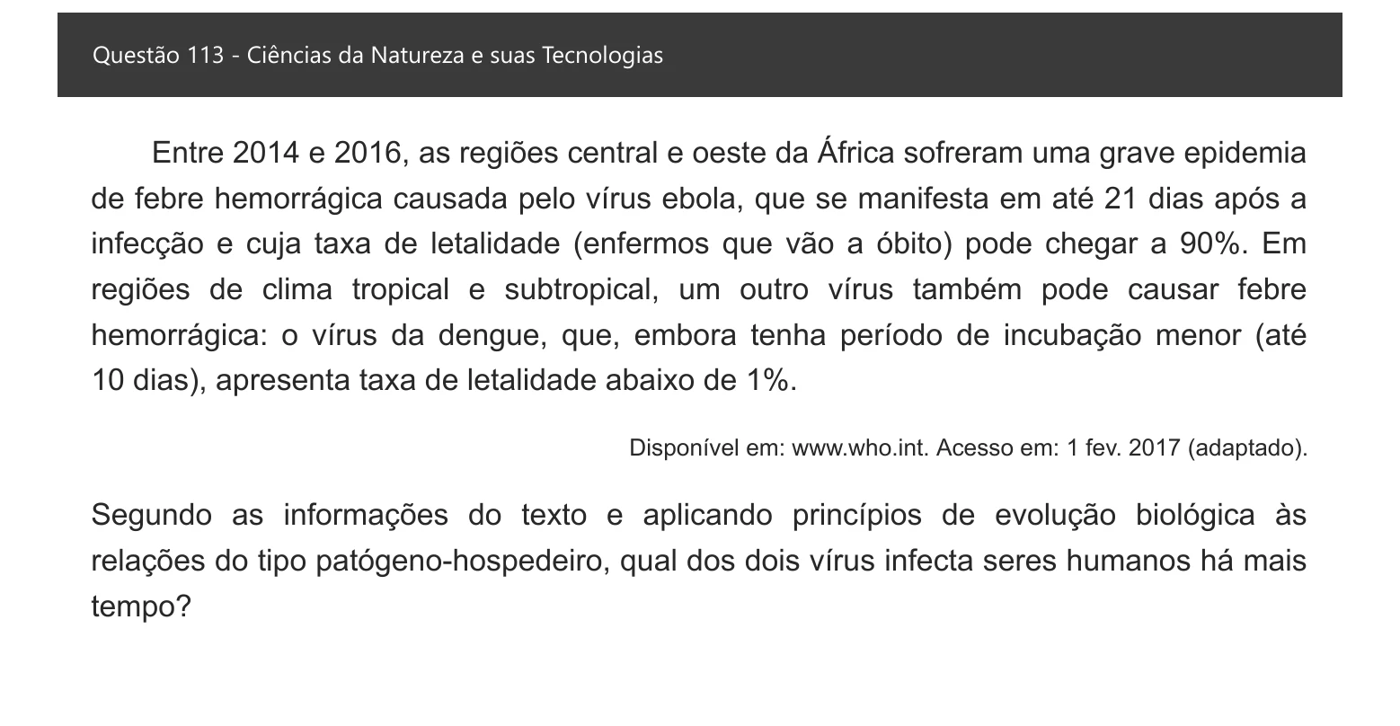 Enunciado visual completo da questão 113 do ENEM 2021 - 2º Dia – Caderno 8 – Rosa – Aplicação digital, página 30.